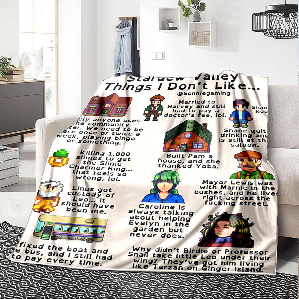 1pc Blanket - game Stardew Valley Print Design,Lightweight Blanket for Sofa,Bed- Soft &Warm,Gift for All Seasons