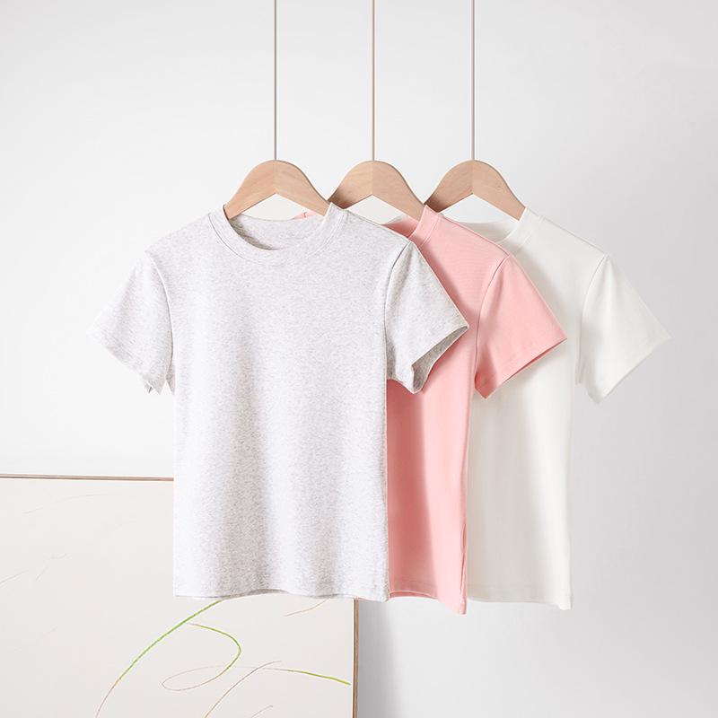 Women's French Round Neck Short-Sleeve T-Shirt with Straight Shoulders