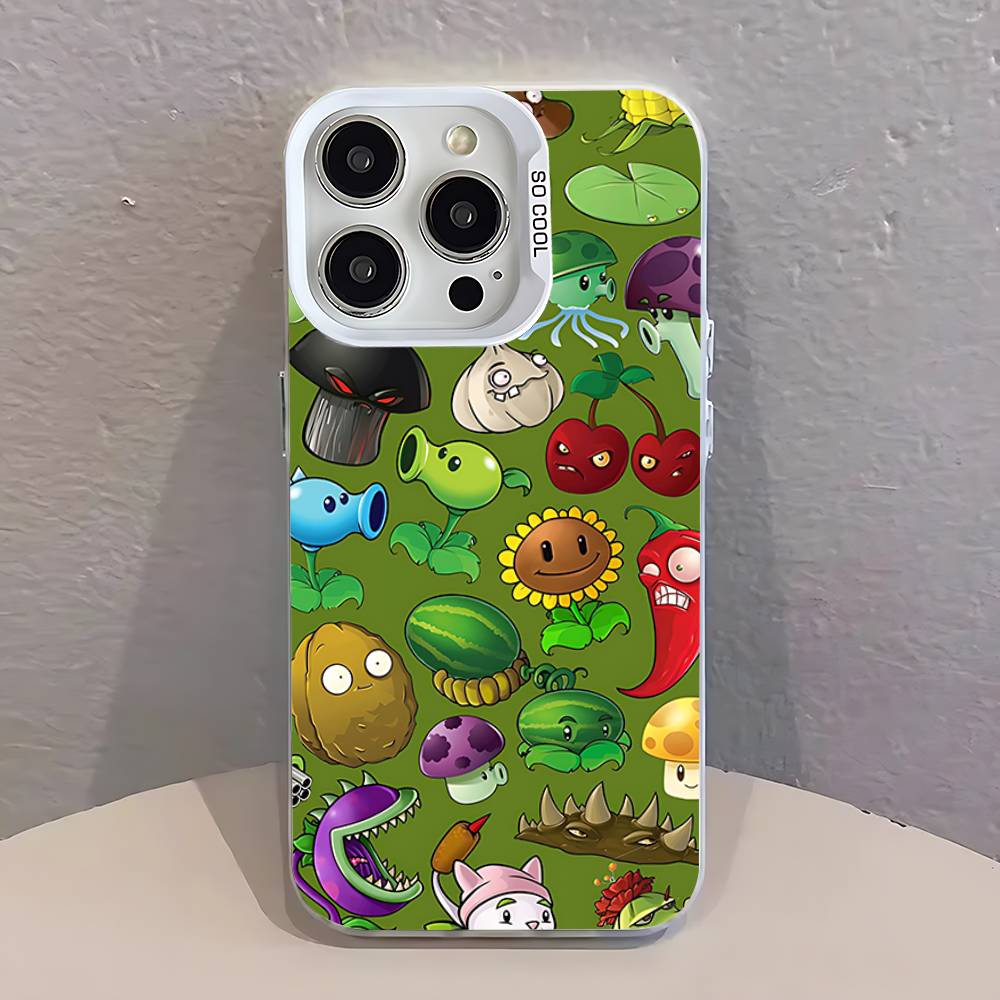 P-Plants Vs Zombies Game Phone Case For iPhone 12,16,17,14,13,15,11,Pro,XS,Max,Plus,Mini,SE4,E White Matte Shockproof Cover