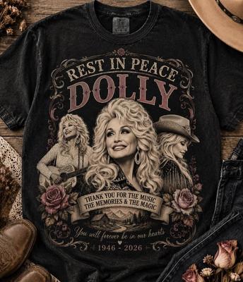Dolly Parton Gedenken, Forever Unisex Baumwolle Schwarz Shirt S-5XL..