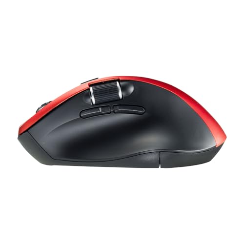 SANWA SUPPLY Silent Wireless Mouse (with Side Wheel, 5 Buttons, Red) MA-WBS524R
