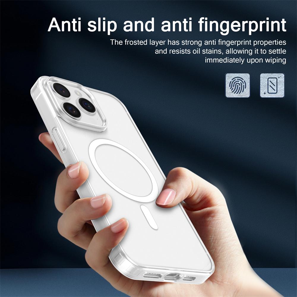 Luxury Wireless Charge For Magsafe Phone Case for iPhone 17 16 15 14 Pro Max Plus Transparent Magnetic Electroplate Bumper Cover