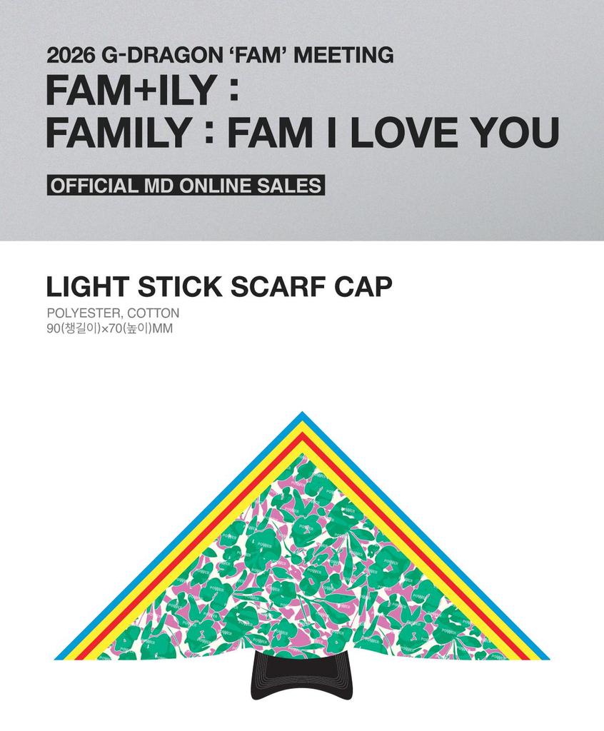 G-DRAGON (BIGBANG) 2026 'FAM' MEETING [FAM+ILY : FAMILY : FAM I LOVE YOU] OFFICIAL MD (Light Stick Scarf Cap)
