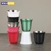 80ml Edelstahl Mini Kaffeetasse Sommer Neu Einfache Tasse mit flachem Boden Wand Wärmeisolierende Kaffeetasse Tragbare Kleine Trinkbecher