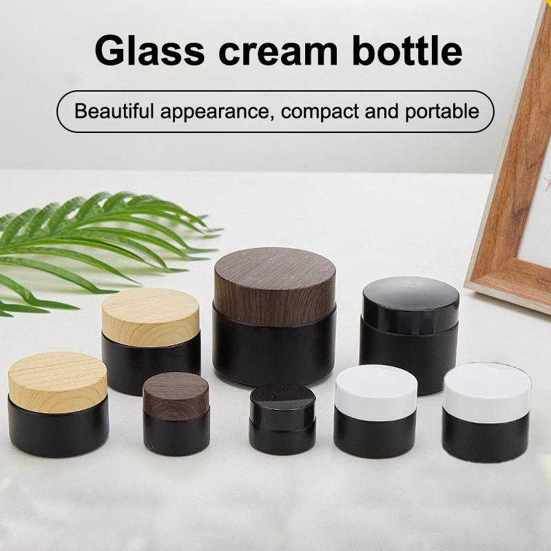 Schwarze Glas-Kosmetikdosen – 10 g, 30 g und 60 g mit Kunststoffdeckeln, geeignet für Cremes und Reisegebrauch