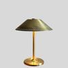 Vintage Mid Century Scandinavian Brass Table Lamp with Perforated Shade | 1950s Nordic Modern Desk Lamp | Retro Accent Lighting Deco