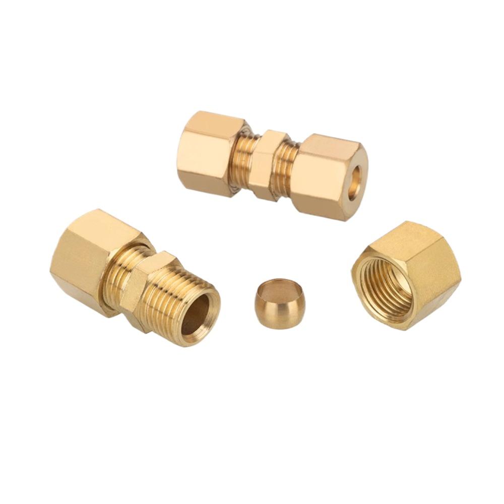 3 4 5 6 8 10-42mm1/8" 3/16" 1/4" 5/16" 3/8"-7/8" Unión de Compresión de Tubo Pulgada Conector de Latón para Tubería Sistema de Lubricación de Aceite