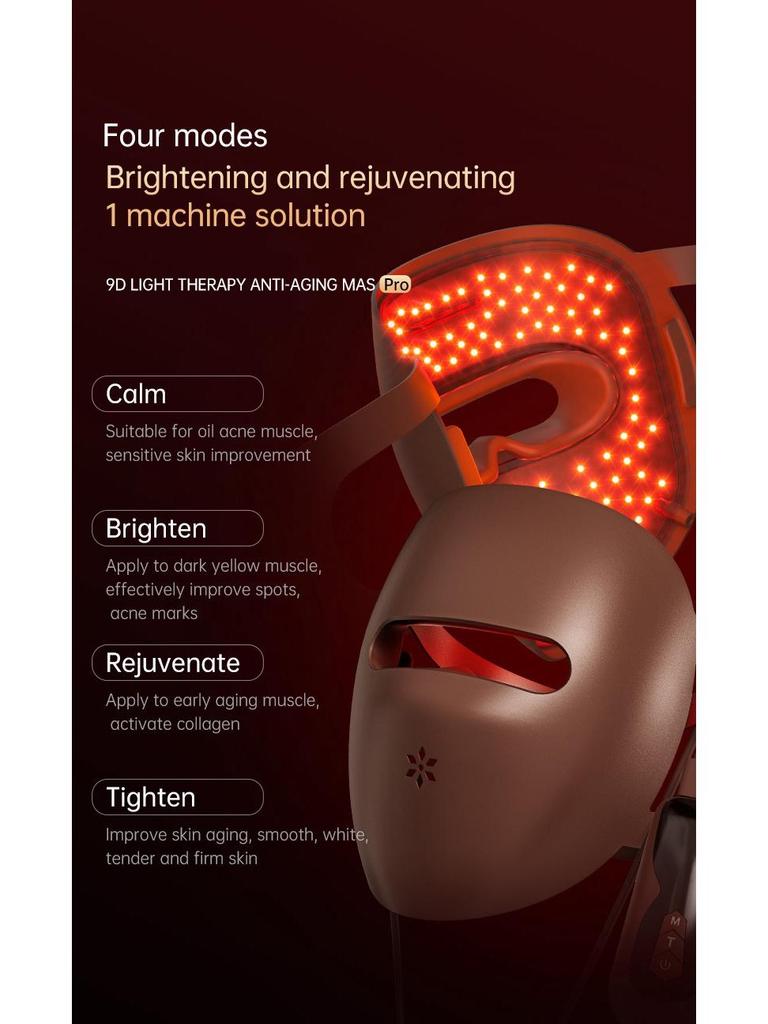 Photon Skin Rejuvenation LED Face Mask with Neck - Red & Green Light Therapy for Home Use to Brighten Skin Tone