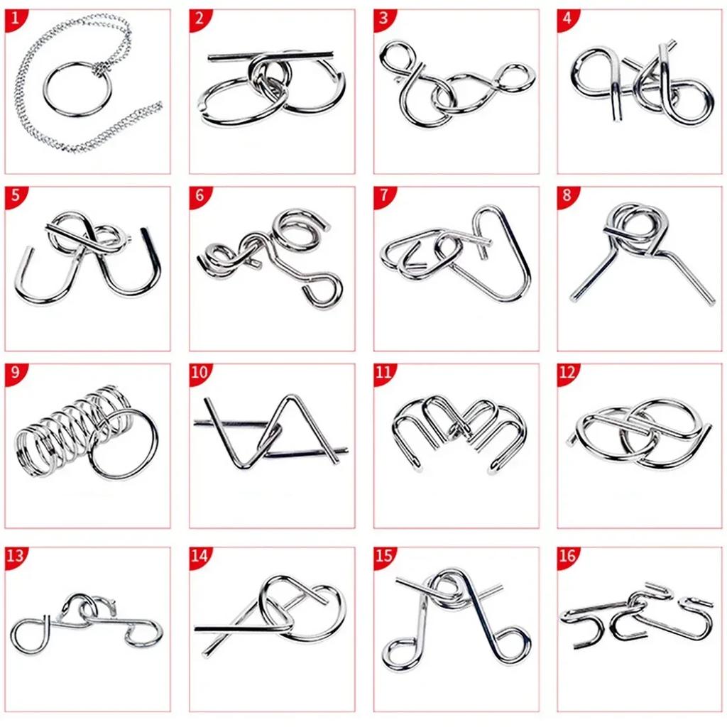 Stainless Steel Chinese Ring Puzzle Intellectual Brain Teaser IQ Development Game for Children Adult Logical Thinking