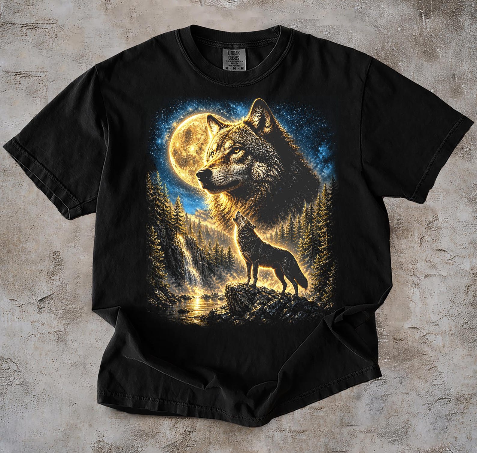 Comfort Colors Wolf Howling Moon T-Shirt, Vintage 90s Spirit Animal Nature Tee 4XL