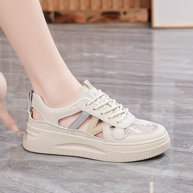 Mesh-Schuhe Sommer neue atmungsaktive hohle weiße Schuhe Lochsandalen lässige Sport-Board-Schuhe Damen