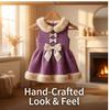 Princess-Style Pet Dress with Bow & Lace, Warm Winter Knit for Cats & Small Dogs, L Size, Daily Home & Outdoor Wear