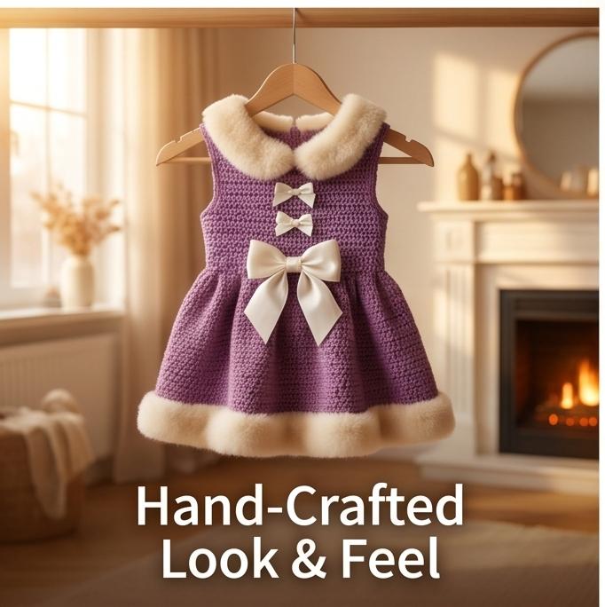 Princess-Style Pet Dress with Bow & Lace, Warm Winter Knit for Cats & Small Dogs, L Size, Daily Home & Outdoor Wear