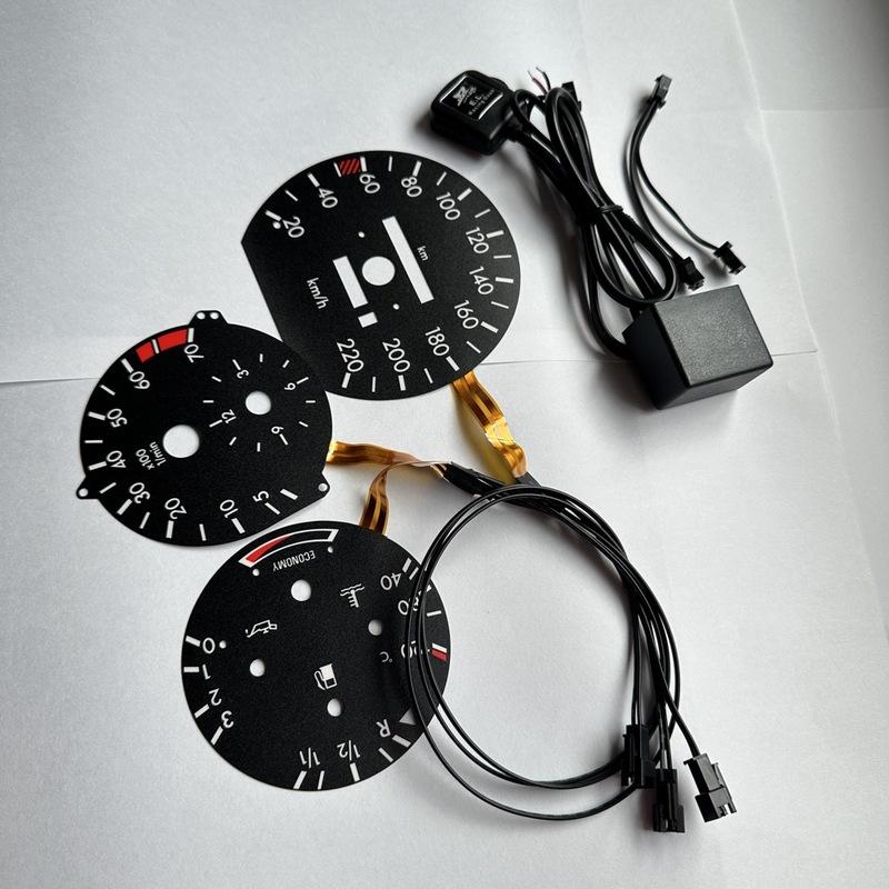 (B-I-L) EL Glow Gauge Faceplate for Mercedes E Class W124 220 KM 7000 RPM with Economy