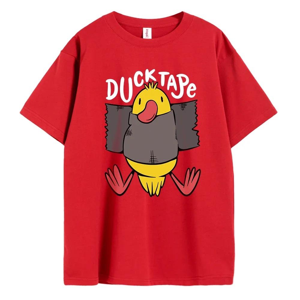 2024 Summer New Men's 100% Cotton Duckling English Letter Print High Quality Casual Street Gym Fashion Round Neck Top S-4XL