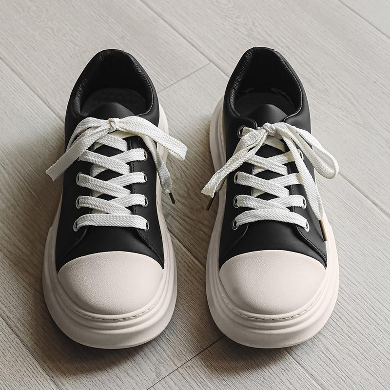Fashion Split Leather Mens Walking Shoes Comfortable Casual Shoes Lace Up Male Running Sneakers New Vulcanize Shoes Skateboard Footwear