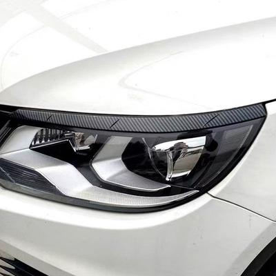 2pcs Carbon Texture/Bright Black ABS Car Headlight Eyebrow Trim Cover For VW Tiguan MK1 2011 2012 2013 2014 2015 2016