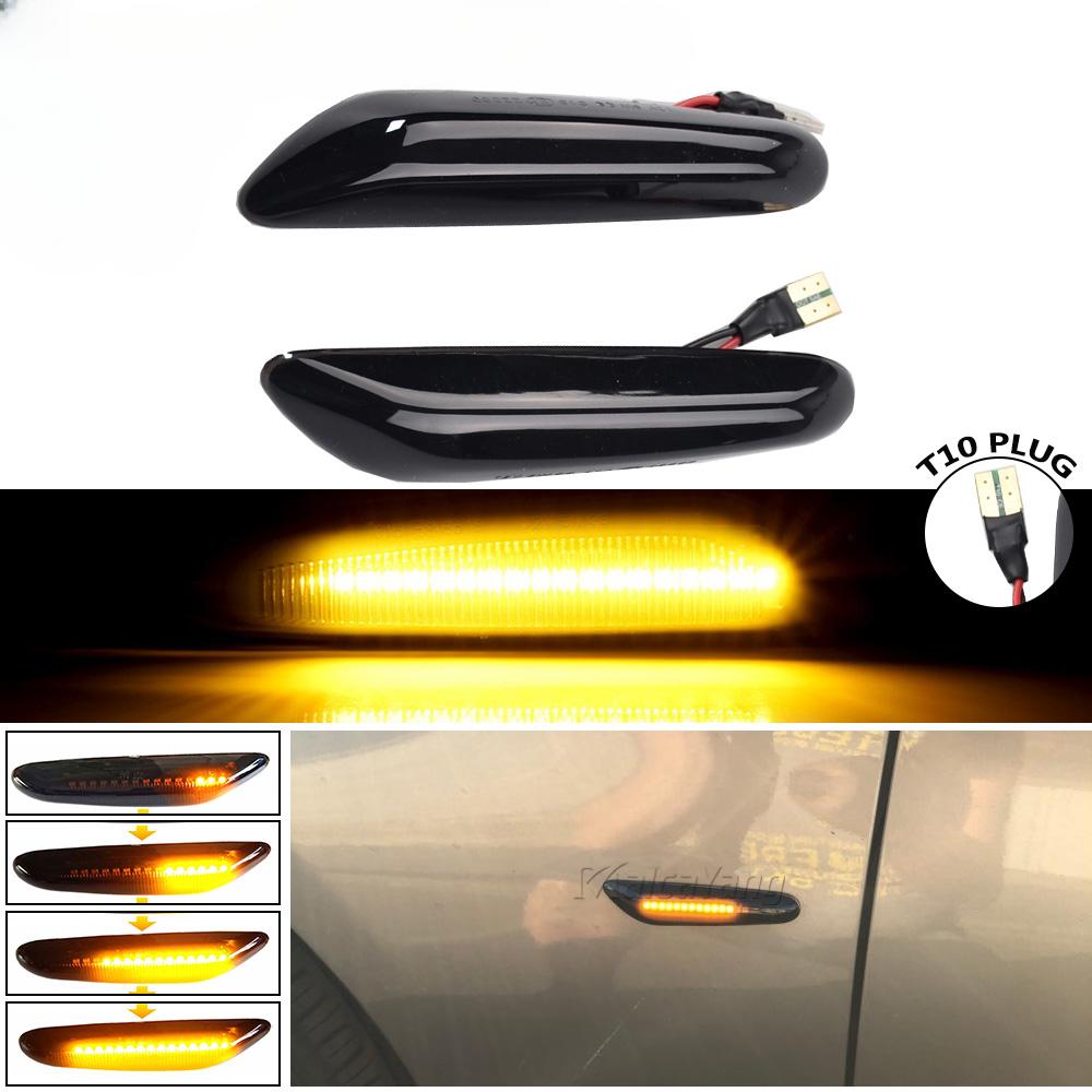 Een paar dynamische vloeiende LED-richtingaanwijzers met zijmarkeringslicht voor BMW E46 E60 E61 E90 E91 E81 E87 E82 E88 E83 E84 E92 E93 X3
