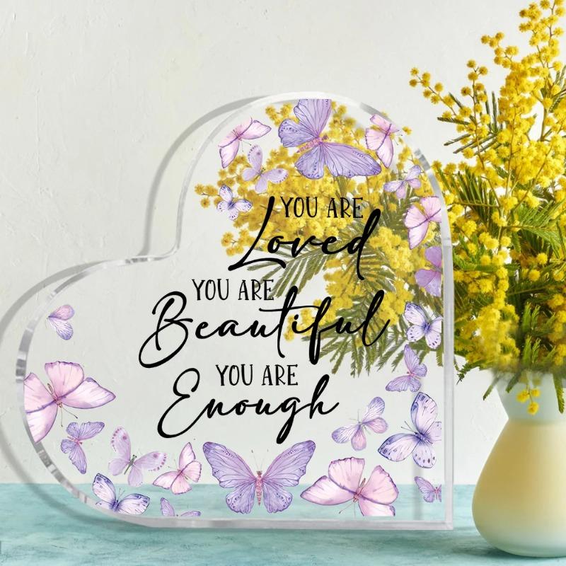 2D Flat Christian Butterfly Gifts Acrylic Desk Decor Plaque, Home Decor Plaque Hanging Wall Art Decorative Garden Decoration for Room Door Signs Hangi