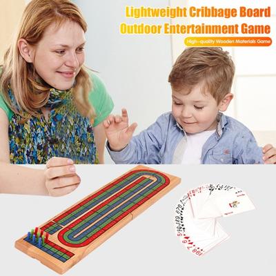 1 conjunto de jogo de tabuleiro de cribbage de madeira com cartas de baralho e pinos interativos