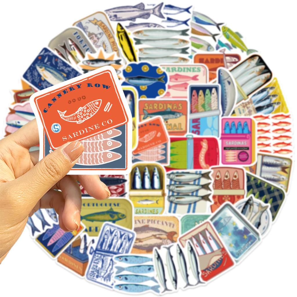 50 wasserdichte Sardinen-Aufkleber für Scrapbooks/Handyhüllen