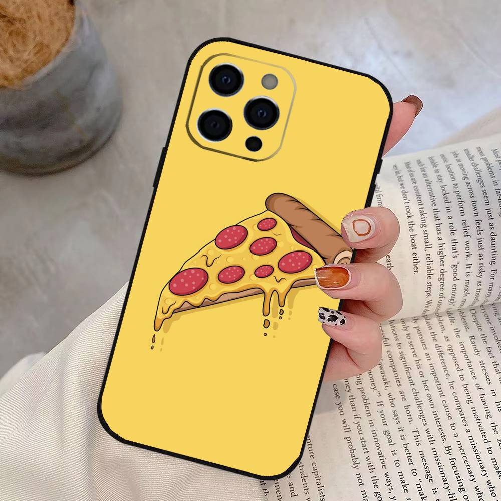 pizza Phone Case For iPhone 17, 16,15,14,13,12,11 Plus,Pro Max, Others Soft Black Cover
