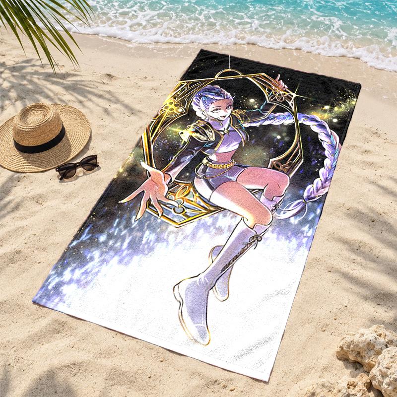 Kpop Demon Hunters Microfiber Beach Towel Quick Dry Sand Free Lightweight Beach Towels for Travel Swimming Camping