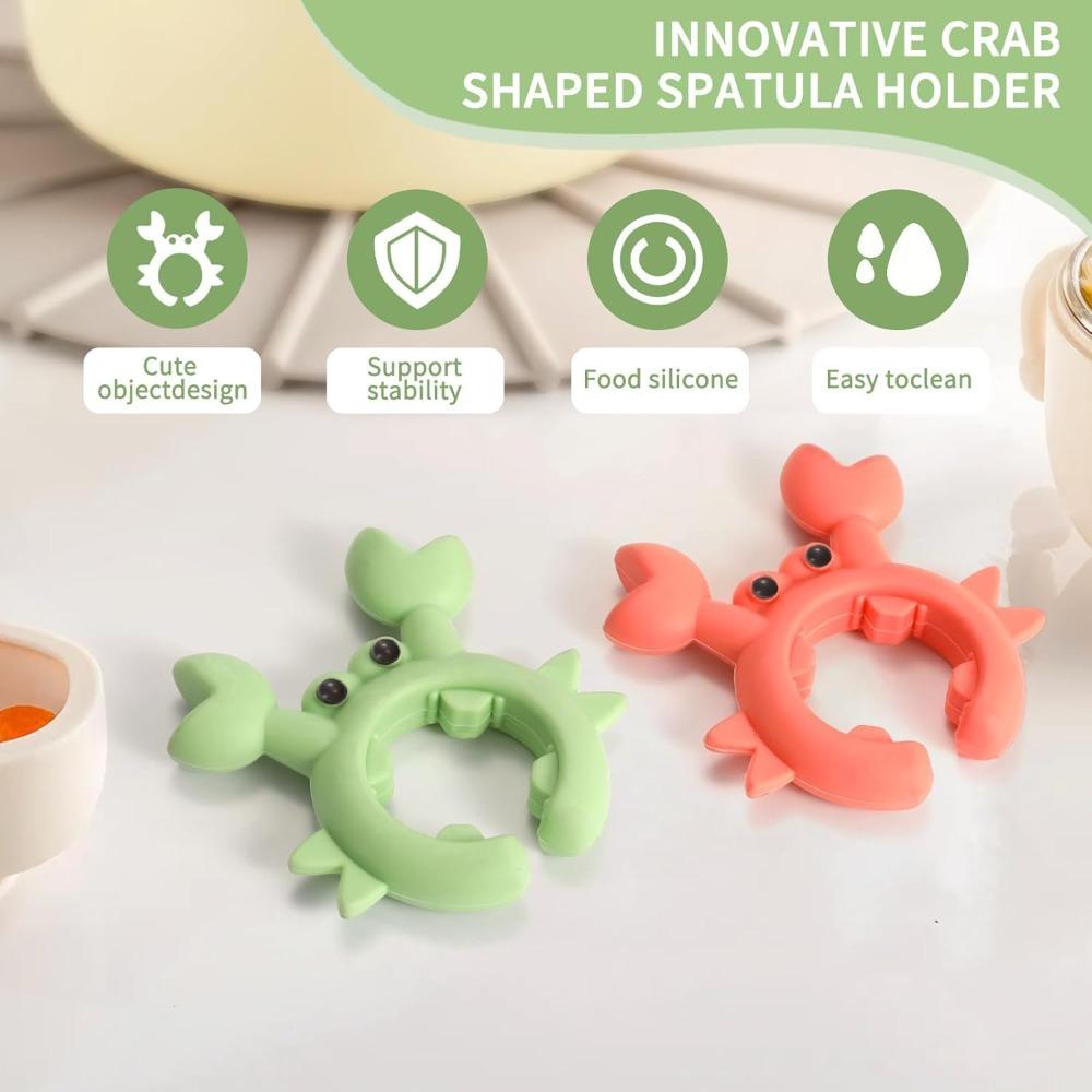 1/2/4Pcs Silicone Spatula Rack Crab Shape Anti Overflow Pot Holder Adjustable Anti-Scalding Cooking Pot Clip Kitchen Gadgets