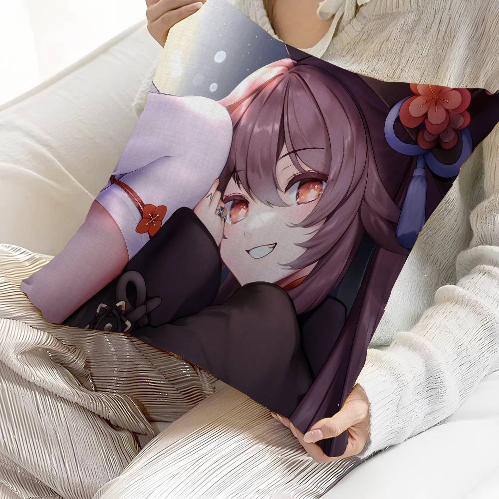 Anime Cute Hu Tao Pillow Anime Pillow Sofa Bed Head Pillow Cover Cushion Cover 45X45 Cm Fashion