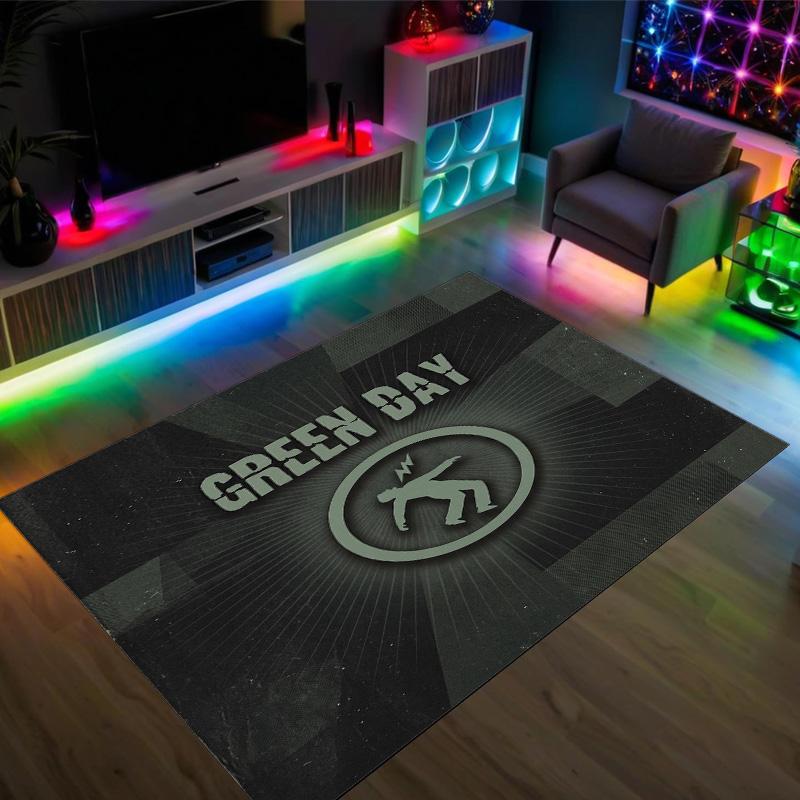 Green Day Design Kristall Samt Teppich Gemütlich Nicht?Rutschfester Teppich mit Aufdruck für Schlafzimmer Wohnzimmer Eingang