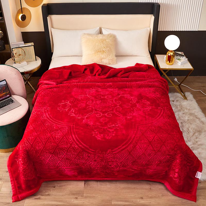 Winter Raschel Double-Layer Coral Fleece Blanket - Super Soft Wedding Gift