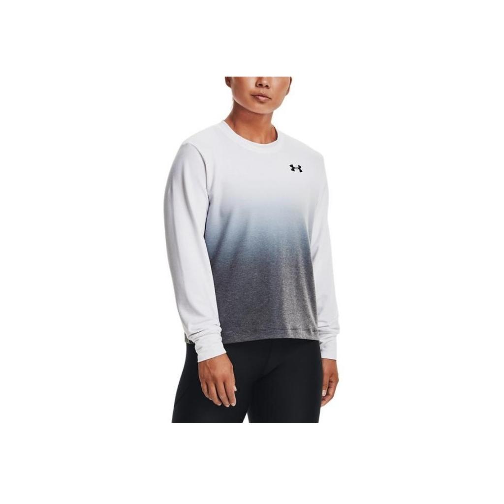 Under Armour Rival Gradient Logo Print Crew Neck Long Sleeve Sweatshirt Women sweatshirt White 1370980-100