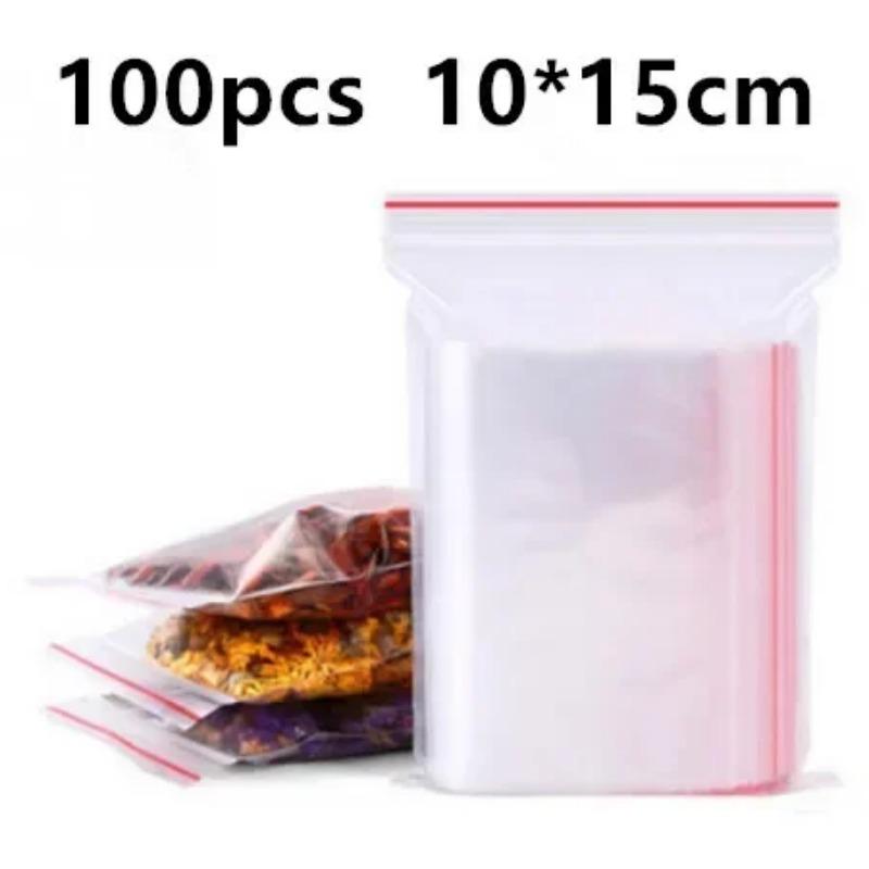 80 Microns 500-100PCS/bag, High Transparent PE Zipper Bag Reusable Plastic Self Sealing Bag Sugar Candy Dry Gift Storage Bag
