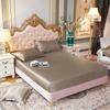 High-End Solid Color Mattress Cover Luxury Satin Fitted Sheet With Elastic Band Bed Sheet 140x190 150x190 Fit Sheet