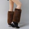 Winter Fuzzy Leg Warmers for Women Soft Stylish Plush Boot Toppers Covers In Bright Solid Color Furry Leg Sleeve Socks