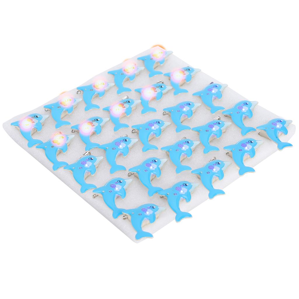 25Pcs Flash LED Light Dolphin Shape Badge Shine Pin Christmas and Halloween Gifts