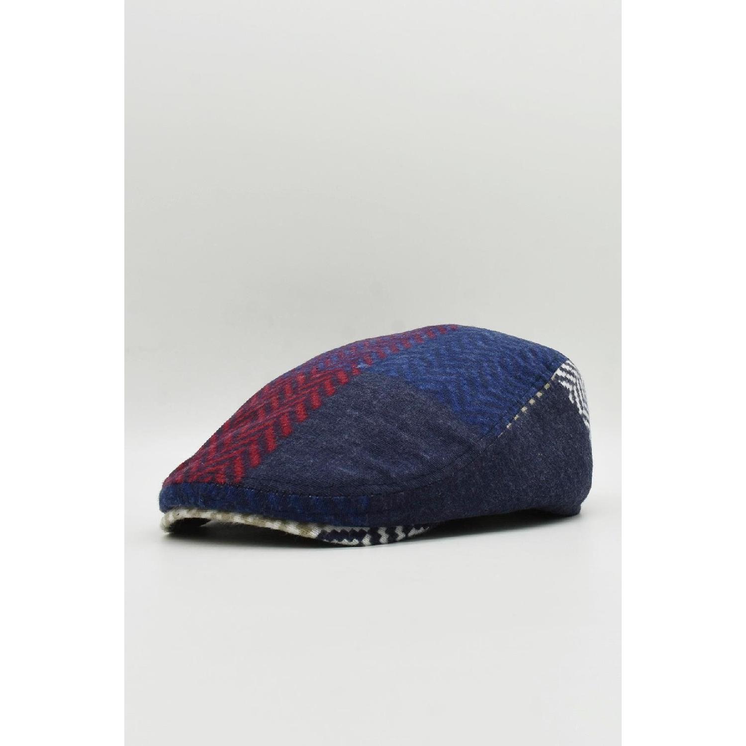 

Men s Patchwork Tweed Wool Cap British Newsboy Hat зелений