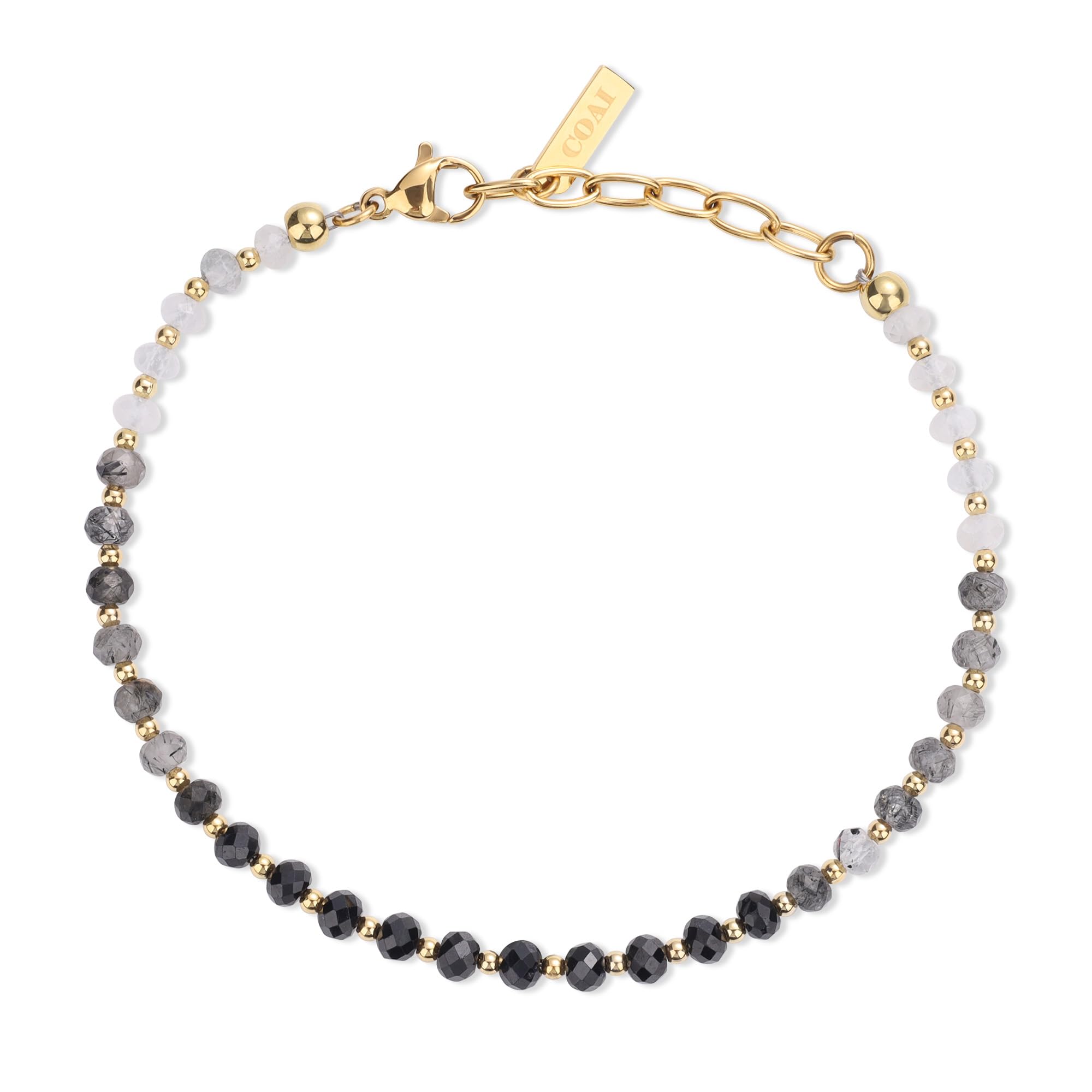 

Cut Spinel Black Rutilated Quartz Moonstone Bracelet for Women [Koai] чорний