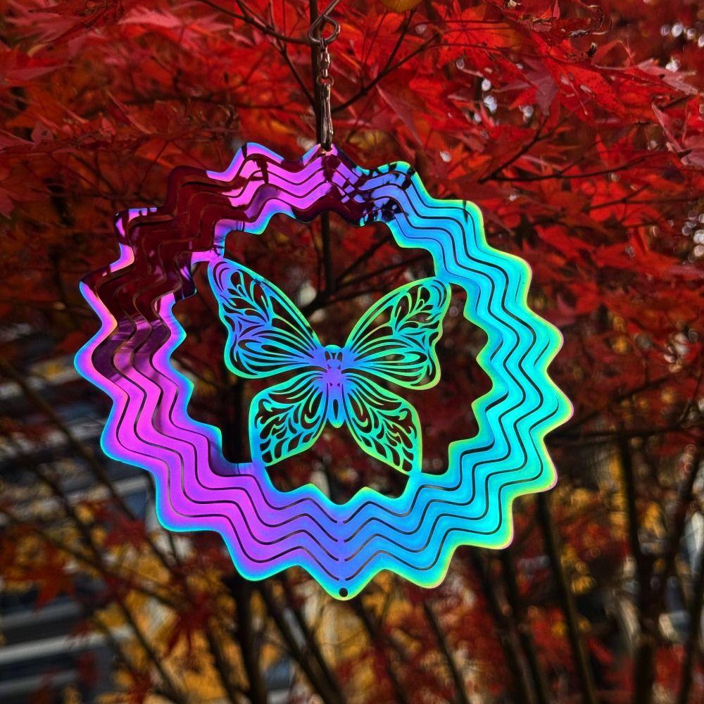3D Flowing Wind Spinner 10cm Stainless Yard Garden Mirror Rainbow 10 Styles Mirrored Wind Chimes Sculptures
