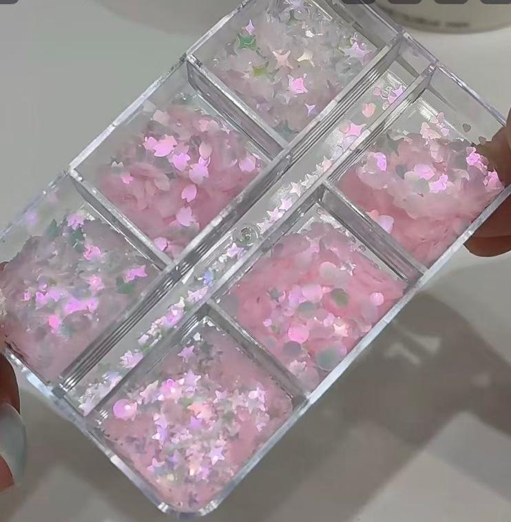 Meerjungfrauen Schimmernde Nail Art Pailletten: Glitzer-Mix mit feinen & groben Sternen, Schmetterlingen
