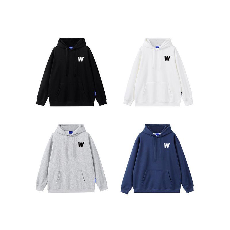 Wassup Heods Blurred W Letter Sweatshirt for Men and Women, Autumn and Winter Loose Fit, Fleece-Lined, National Trendy Brand Couple Hoodie