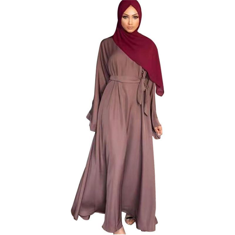 Abaya Women Muslim Long Dress Kaftan Solid Loose Plus Size Middle East Gown Jubah Baju Muslim Baju Raya [excluding Headband]