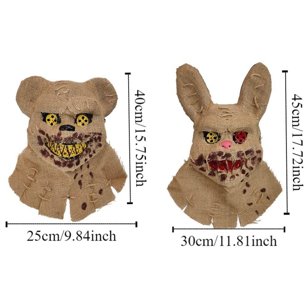 Sackcloth Demon Bloody Rabbit Bear Mask Ghost Festival Realistic Halloween Mask Funny Exposed Teeth Sackcloth Bear Headgear