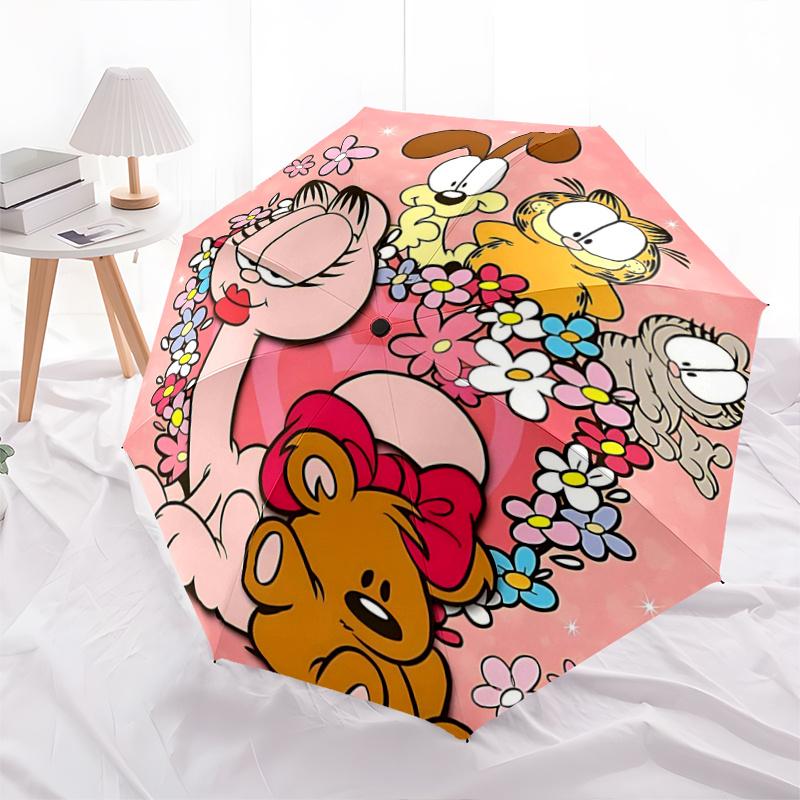 

1pc Garfield and Friends Automatic Opening and Closing Cartoon Practical Umbrella, Lightweight 3-Fold, With Cute Cartoon Characters, Suitable for Home