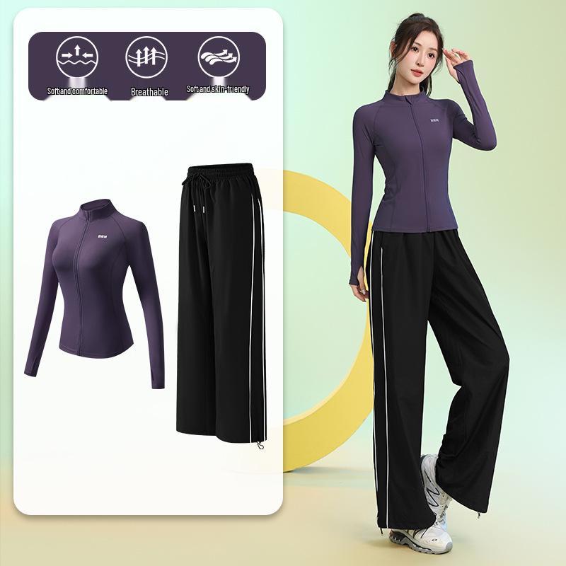 Damen Slim-Fit Atmungsaktiver Badmintonanzug - Herbst/Winter Schnelltrocknendes Sportbekleidungsset mit Reißverschluss und langen Ärmeln
