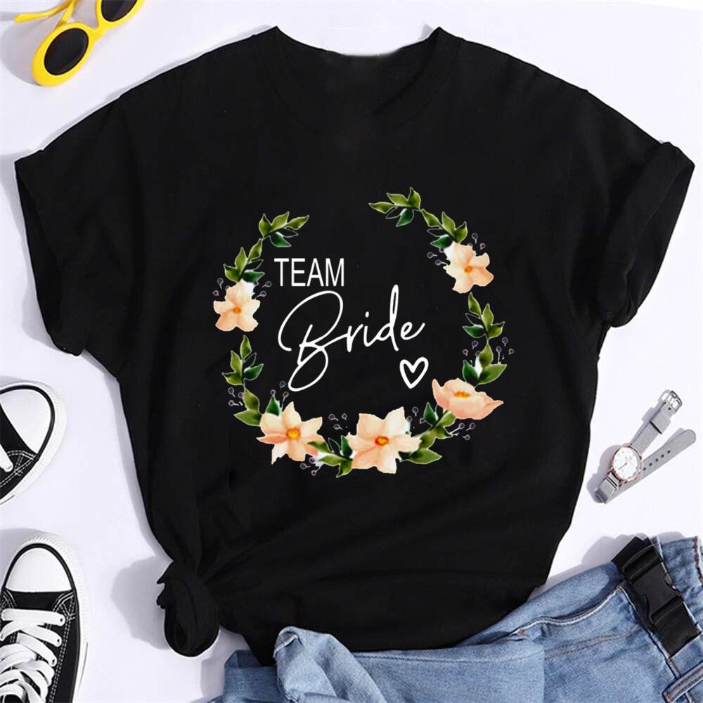 

Женская повседневная футболка больших размеров для невесты, топы для свадебной вечеринки, черные, розовые хлопковые футболки, одежда для девичника
