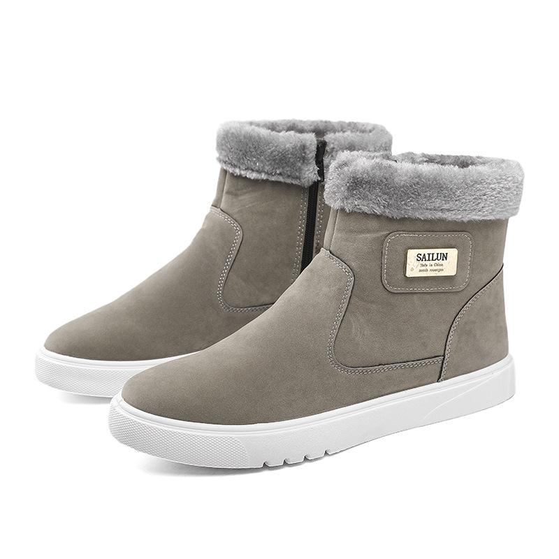 

Мужская обувь осень и зима новая бархатная повседневная обувь модные высокие теплые сноубутсы трендовые хлопковые ботинки средней высоты 44