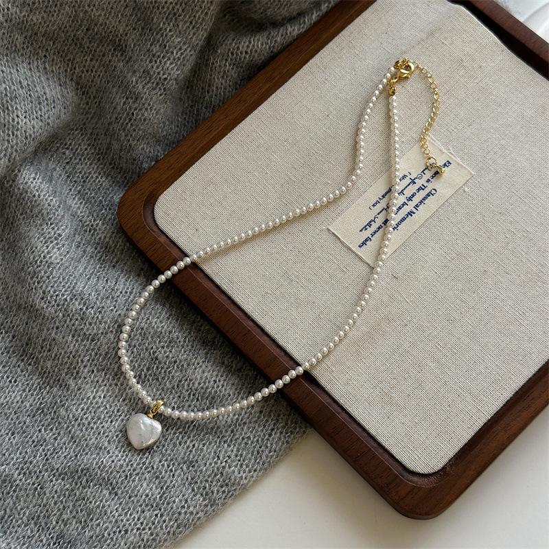 

Shijia Pearl Necklace Female Baroque Special-Shaped Love Freshwater Pearl Collarbone Chain Temperament Fashion Neck Chain