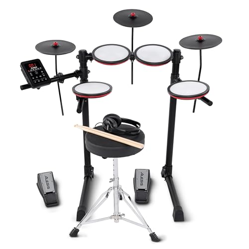 Alesis Turbo Max Electronic Drum Set with Quiet 8-Inch Mesh Pad, Lesson Function, Bluetooth, Everything You Need, Foldable