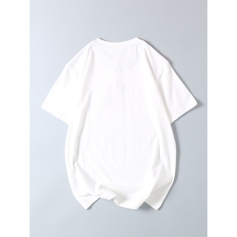 Export Surplus Cotton Brushed Indian Vintage Print Short-Sleeve T-Shirt Men's Trendy Brand Round Neck Base Shirt